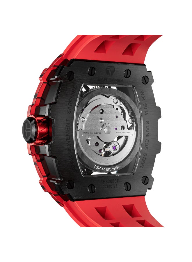 TSAR BOMBA Men's Rubber Automatic Watch TB8208CF-37 - 43.5x50.5 mm - Image 4